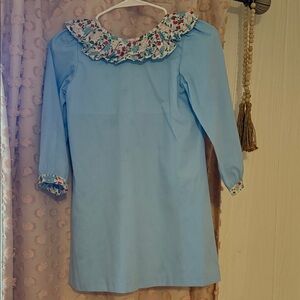 Blue Floral Ruffle Kids Dress